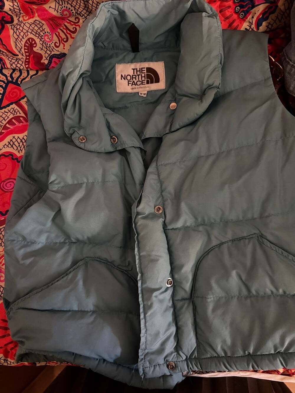 The North Face Down Puffer Vest Size W-M Blue Vintage Brown Label